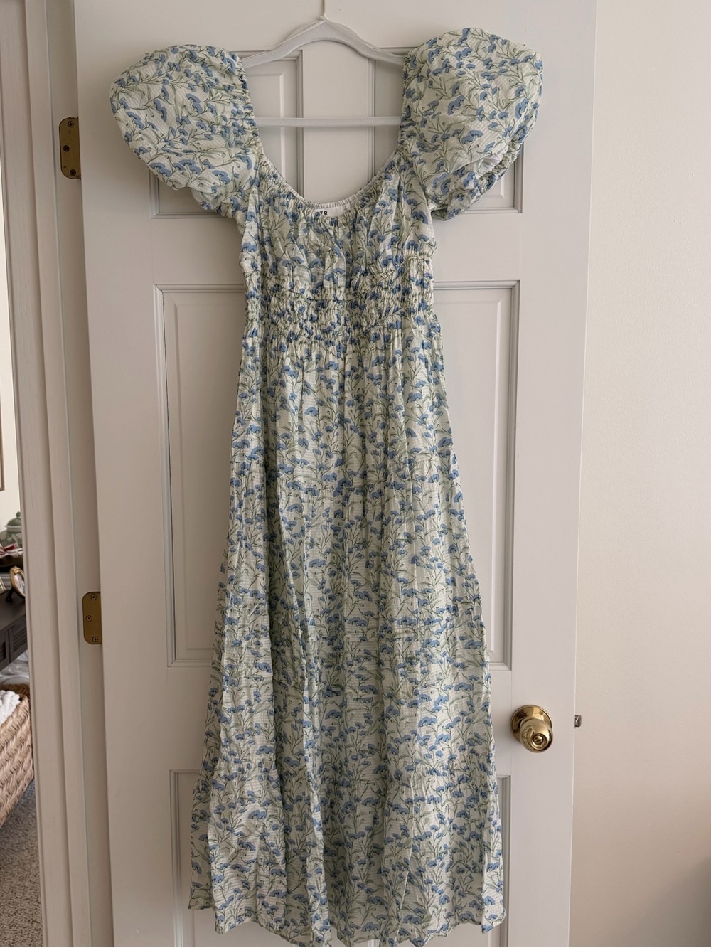 Astr Blue and White Floral Midi Dress